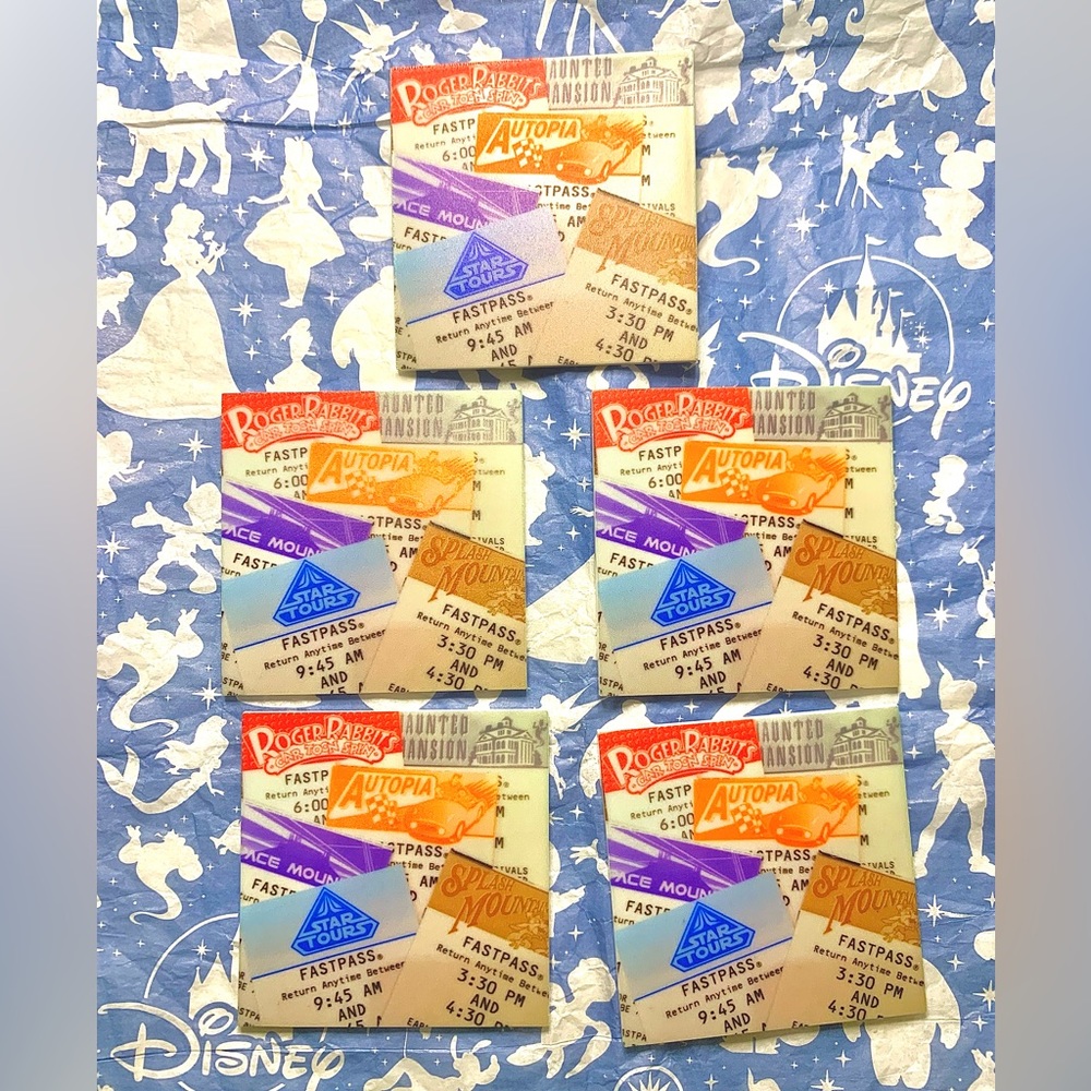 5 New Disney Parks Paper Fastpass Acrylic Decals for crafting